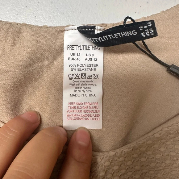 PLT Latte Waffle Texture High Leg Bikini Bottom Size 8 - Picture 4 of 5